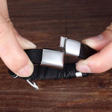 Cowboy fashion Braided Brown Leather Black Stainless Steel Wrist Band Bracelet Men