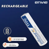 ENVIE AAA Rechargeable Batteries (10 Batteries), High-Capacity Ni-MH 1100 mAh, Low Self Discharge, Pre-Charged (Pack of 2) (AAA11002PL)