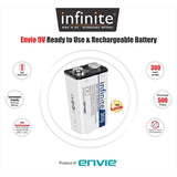 ENVIE (9v Infinite) Ni-Mh 300mAh Capacity (Set of 2) Ready to Use Rechargeable Battery
