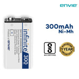 ENVIE (9v Infinite) Ni-Mh 300mAh Capacity (Set of 2) Ready to Use Rechargeable Battery