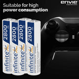 ENVIE (AA28004PL) AA Rechargeable Batteries | High Capacity Ni-MH | 2800 mAh | Low Self Discharge | Pre-Charged (Pack Of 4) (AA28004PL)