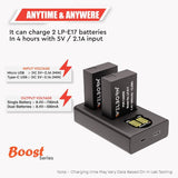 WELBORN LP E17 Dual Battery and Charger Combo Pack for Canon Camera EOS M3 M5 M6 77D 200D 750D 760D 800D 8000D 9000D Rebel T6s T6i T7i SL2 Kiss X8i