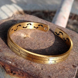 Cowboy Fashion Measurement Scale 18K Gold Stainless Steel Bangle Cuff Kada for Men