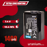 WELBORN NP FW50 1400 mAh Rechargeable Battery Pack Compatible with Sony Alpha A3000 A5000 A5100 A6000 A6300 A6500 A7 A7II A7S A7SII A7R A7RII A33 A55 RX10 RX10II RX10 III RX10 IV NEX-3/5/7 Series