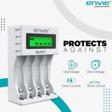 ENVIE (ECR 11 MC) SprintX Ultra Fast Charger for Rechargeable Batteries AA & AAA Ni-mh, with LCD Display, Smart Charge Control System - (White)