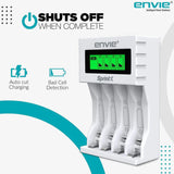 ENVIE (ECR 11 MC) SprintX Ultra Fast Charger for Rechargeable Batteries AA & AAA Ni-mh, with LCD Display, Smart Charge Control System - (White)
