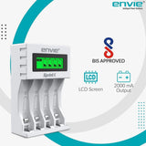 ENVIE (ECR 11 MC) SprintX Ultra Fast Charger for Rechargeable Batteries AA & AAA Ni-mh, with LCD Display, Smart Charge Control System - (White)