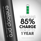 Panasonic BK 3HCCE/4BN Eneloop (Up to 2550 mAH) Pro AA high Capacity Ni-MH Pre-Charged Rechargeable Batteries, 4-Battery Pack (packing may vary)