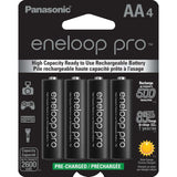 Panasonic BK 3HCCE/4BN Eneloop (Up to 2550 mAH) Pro AA high Capacity Ni-MH Pre-Charged Rechargeable Batteries, 4-Battery Pack (packing may vary)