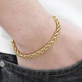 Cowboy Fashion Spiga Franco 22K Gold 316L Stainless Steel Smooth Bracelet