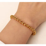 Cowboy Fashion Spiga Franco 22K Gold 316L Stainless Steel Smooth Bracelet