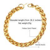 Cowboy Fashion Spiga Franco 22K Gold 316L Stainless Steel Smooth Bracelet