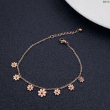 Cowboy fashion Stainless Steel Rose Gold Flower Link Chain Bracelet For Women