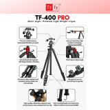 Tyfy TF 400 PRO MULTI ANGLE PREMIUM TRIPOD Camera, Mobile Phones, LED Video Light Etc