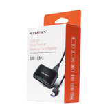 WELBORN WBCR 005 5 in 1 USB 3.0 Card Reader Writer 5 GBPS Speed for Digital Memory Cards TF SD Micro SD SDHC SDXC Flash Card and MS-M2 Card 2 feet Cable Black