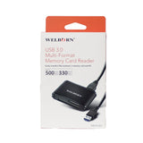 WELBORN WBCR 005 5 in 1 USB 3.0 Card Reader Writer 5 GBPS Speed for Digital Memory Cards TF SD Micro SD SDHC SDXC Flash Card and MS-M2 Card 2 feet Cable Black