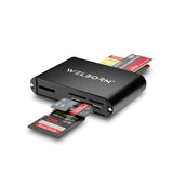 WELBORN WBCR 005 5 in 1 USB 3.0 Card Reader Writer 5 GBPS Speed for Digital Memory Cards TF SD Micro SD SDHC SDXC Flash Card and MS-M2 Card 2 feet Cable Black