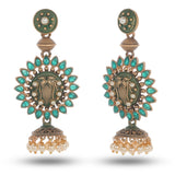 Cowboy Fashion Classic Green Plated & Pearl Stone Drops & Danglers Agate Earring For Girls Women