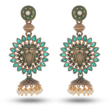 Cowboy Fashion Classic Green Plated & Pearl Stone Drops & Danglers Agate Earring For Girls Women