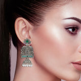 Cowboy Fashion Fancy Silver Plated Zinc Alloy Pearl Drops & Danglers Agate Earring For Girls Women