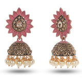 Cowboy Fashion Pink Oxidized Zinc Alloy White Pearl & Danglers Agate Earring For Girls Women