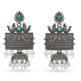 Cowboy Fashion Silver Alloy Plated Green Pearl Drops & Danglers Agate Earring For Girls Women