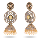 Cowboy Fashion Gold Grey Coated Round Zinc Alloy Earring Drops & Danglers Agate  For Girls Women