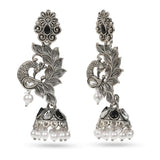 Cowboy Fashion Trendy Silver Earring With Drops & Danglers Black Stone Agate  For Girls Women