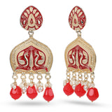 Cowboy Fashion Party Meena Red & Golden Zinc Drops & Danglers Agate Earring For Girls Women