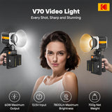 KODAK V70 Video LCD Display Light with Color Temperature 2800K-6800K | CRI 90 with Lumen of 7800 | Wireless Remote Control |  Brightness Adjustment | Fan Indicator Light | FX Mode Button | Flexible & Light Weight
