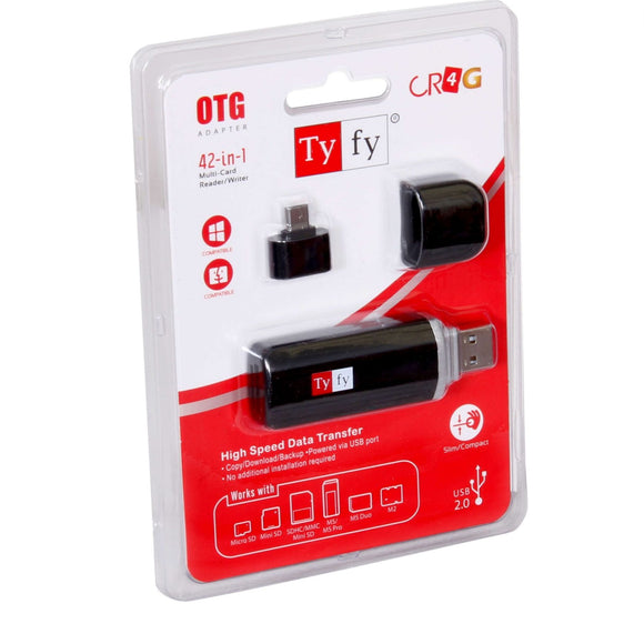 TYFY CR4- G + CARD READER , USB 2.0 transfer rate up to 480 Mbps , Compact Design