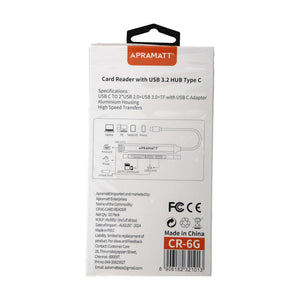 Apramatt CR 6G + Adapter (5 in 1 USB C to USB3.0 + USB2.0 * 2+ SD + Micro SD)