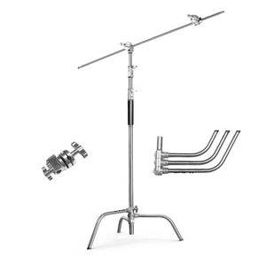 Digitek Heavy Duty Light Stand C Stand | Max. 10 Feet/3 Meters Adjustable with 3.5 Feet Holding Arm and Grip Head for Studio Video Reflector, Monolight and Other Photographic Equipment (Black)