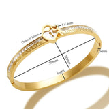 Cowboy Fashion Love Lock Cubic Zirconia 18K Gold Stainless Steel Openable Kada Bangle for Women