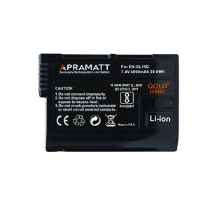 APRAMATT DC ENEL 15C 4000 mAh (Nikon) Battery EN-EL15 Gold Series