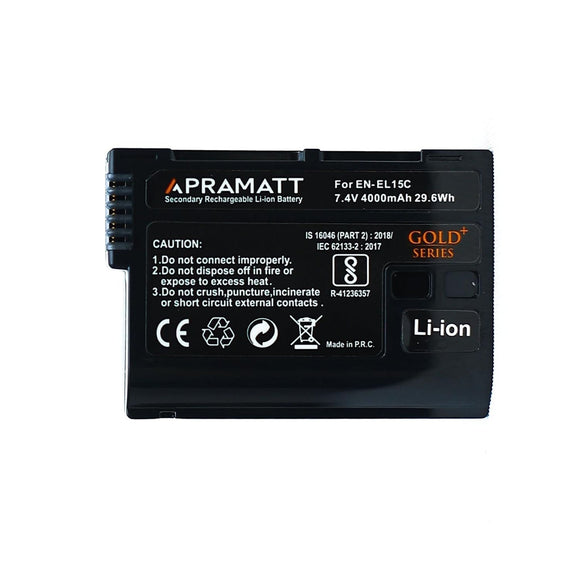 APRAMATT DC ENEL 15C 4000 mAh (Nikon) Battery EN-EL15 Gold Series