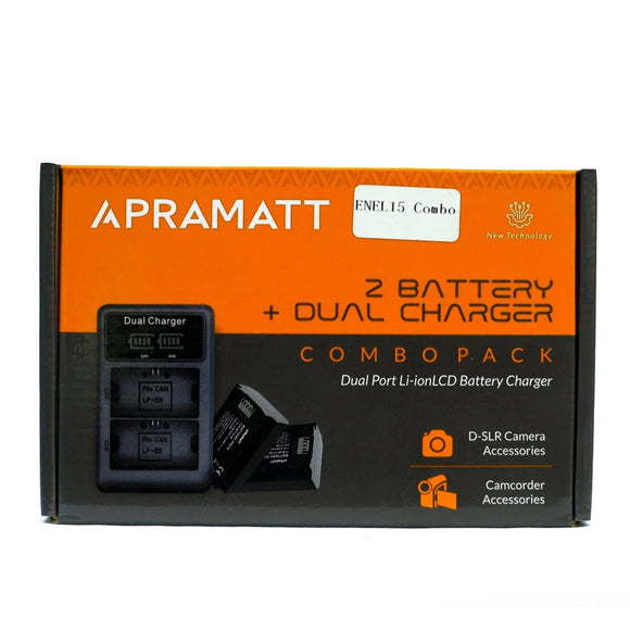 Apramatt DC ENEL15C Combo (2 Battery 9000 mAh + Dual Charger)