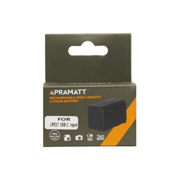 APRAMATT DC LPE17 BATTERY Halfdecoded 2000 mAh (Canon) Battery with USB C Input
