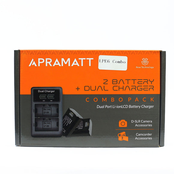 Apramatt DC LPE6 GOLD Combo (2 Battery 9200 mAh + Dual Charger)
