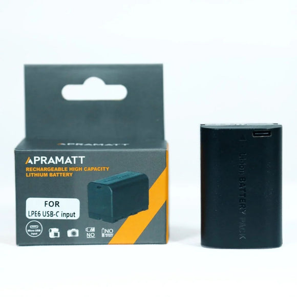 APRAMATT DC LPE6 Gold 9200 mAh (Canon) Battery with USB C Input