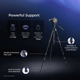 Digitek (DPTR 895VD) Professional Tripod CUM Monopod with Multipurpose Head for Low Level Shoot & Panning for Photography, Videography Suitable for DSLR, DV Camera, Binocular Max Height (6.39Feet) & Max Load 4 to 5 kg.