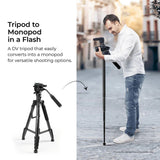 Digitek (DPTR 895VD) Professional Tripod CUM Monopod with Multipurpose Head for Low Level Shoot & Panning for Photography, Videography Suitable for DSLR, DV Camera, Binocular Max Height (6.39Feet) & Max Load 4 to 5 kg.