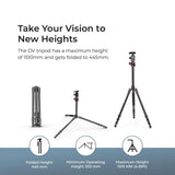 DIGITEK® (DTR 520 BH) 152CM Foldable Aluminum Tripod Cum Monopod with Swivel Pan Head, 4 Section Adjustment, 7kg Max Load, Max Operating Height: 4.95Ft, Compatible with DSLR Camera, Dv Video Camcorder