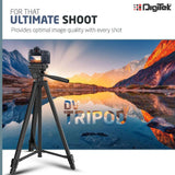 DIGITEK (DTR 480LW) 57 Inch Portable Aluminium Alloy Tripod with Smartphone Holder & 360° Ball Head, 3 Section Adjustment, 2kg Load Capacity, Carry Bag, Compatible with Smartphone, Video Camera, DSLR.