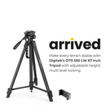 DIGITEK® (DTR 550 LW) 67 Inch Foldable Tripod Stand with Phone Holder & 360° Ball Head, 5kg Load Capacity, Aluminum Alloy Legs with Rubberized Feet & Flip Locks, Carry Bag, for Photo & Video Shoots