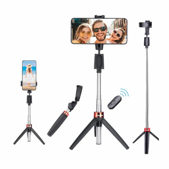 DIGITEK® (DTR 210SS) 68cm Portable Selfie Stick with Wireless Remote, 3 Legs Tripod Base, Rubberized Feet, 1 Kg Max Weight Load, 360° Rotation, Compatible with All Smartphones Photography, Videography