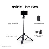 DIGITEK® (DTR 525 SS) 160 CM Long Tripod Selfie Stick with Wireless Remote, Aluminum Rod with 3 Legs Base, 360° Head, GoPro Adapter, 7 Section Adjustment - Compatible with Phones & Action Cameras