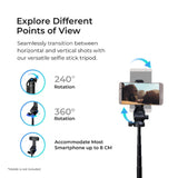DIGITEK® (DTR 525 SS) 160 CM Long Tripod Selfie Stick with Wireless Remote, Aluminum Rod with 3 Legs Base, 360° Head, GoPro Adapter, 7 Section Adjustment - Compatible with Phones & Action Cameras