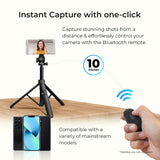 DIGITEK® (DTR 525 SS) 160 CM Long Tripod Selfie Stick with Wireless Remote, Aluminum Rod with 3 Legs Base, 360° Head, GoPro Adapter, 7 Section Adjustment - Compatible with Phones & Action Cameras