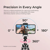 DIGITEK® (DTR 250 GT) 24cm Flexible Gorilla Mini Tripod with Phone Holder & Pan Head, 10 Sections Adjustment, 24cm Max Height, Cutting Edge Design, Reliable Grip, for Smartphones & Action Cameras